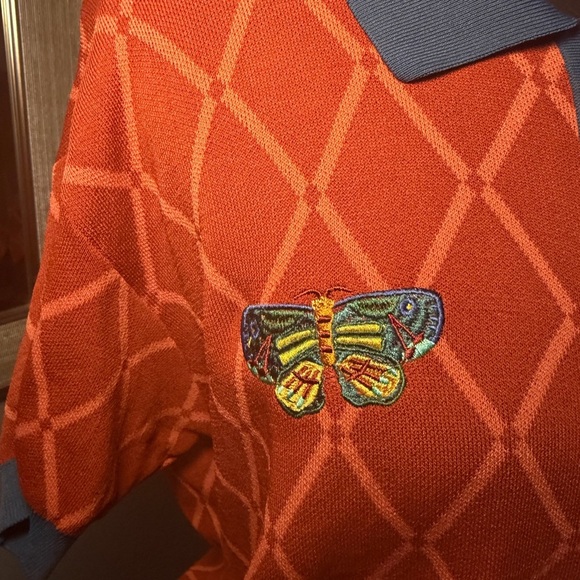 Chemical Girl Retro Argyle Knit Cardigan Top butterfly embroidery size small. - Picture 3 of 5